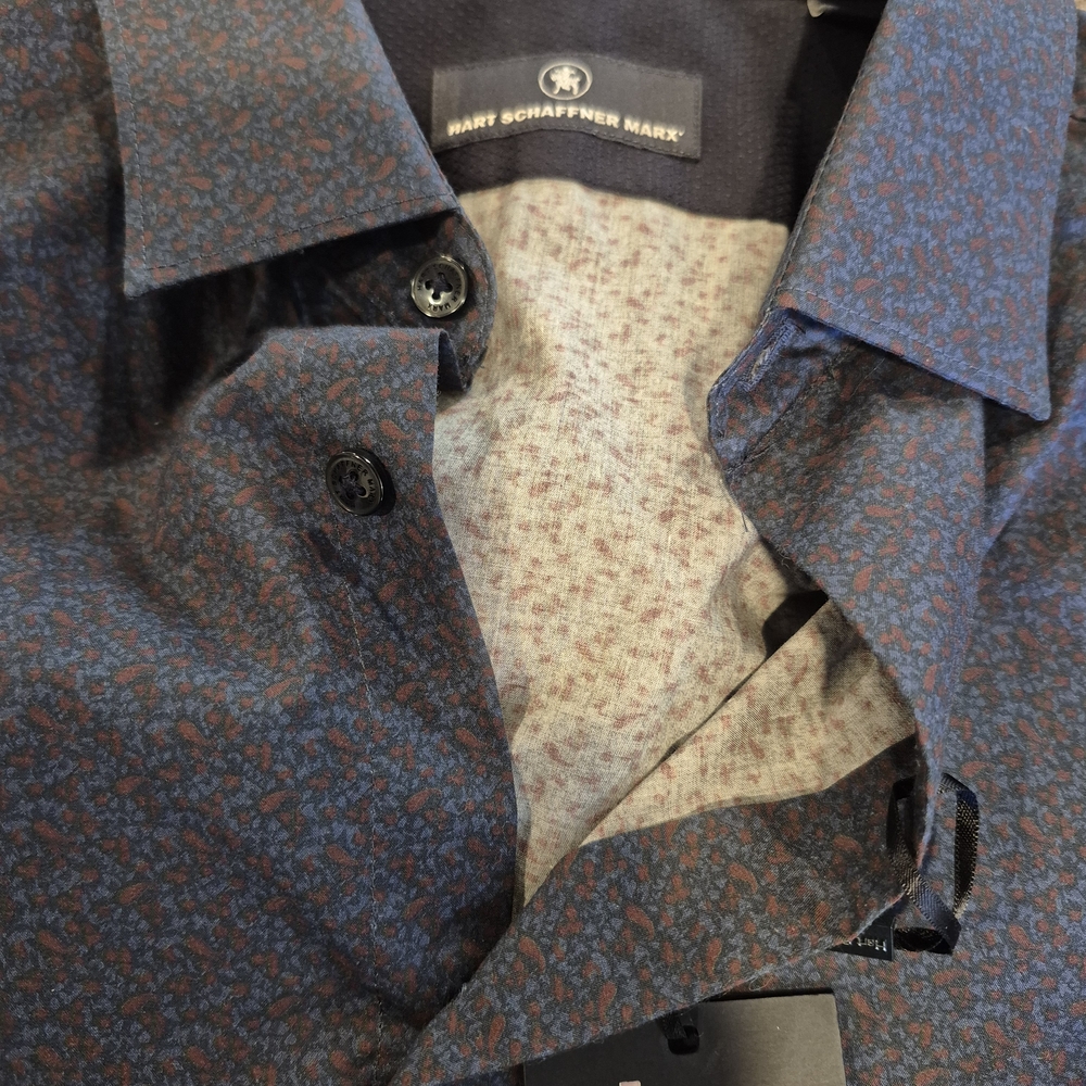 Hart Schaffner Marx Blue Patterned Shirt